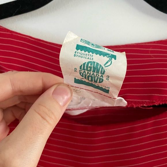 70s/80s red white striped slightly sheer midi dress - S-M - Picture 3 of 7